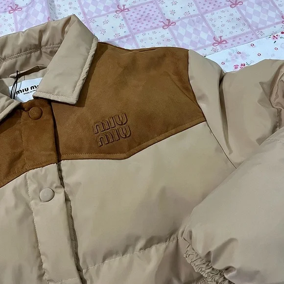 Miu Miu Patchwork Lapel Down Jacket - Picture 3 of 13